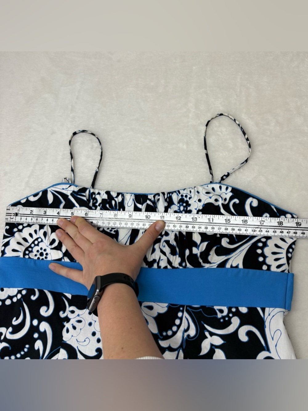 Vintage Jessica Y2K Black White Floral Sundress 16 Petite Cotton Padded Bodice - Picture 3 of 10